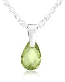 Sterling Silver 8x5mm Pear-Shaped Briolette Peridot Pendant