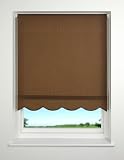 Dark Brown - Plain Scalloped Edge Roller Blind / Blinds - 180x160cm