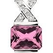 14K White Gold Pink Tourmaline and Diamond Pendant