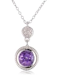 Sterling Silver 7mm Round Color Stone Pendant Necklace, 18"
