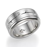 Stainless Steel "Tulips" Spinning Ring With Diamonds