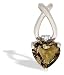 14K White Gold Genuine Heart Smoky Quartz and Diamond Pendant