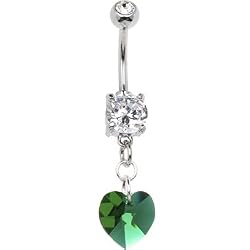 Austrian Crystal Heart May Birthstone Belly Ring
