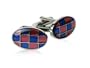 Pink & Blue Checkerboard Enamel Cufflinks with Gift Box