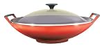 Le Creuset Enameled Cast-Iron 14-1/4-Inch Wok with Glass Lid, Flame
