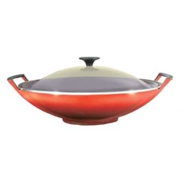 Le Creuset Cast Iron Wok with Glass Lid, Volcanic, 36 cm