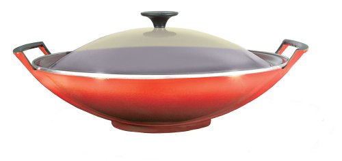 Le Creuset Cast Iron Wok with Glass Lid, Volcanic, 36 cm