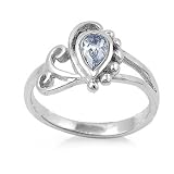 Sterling Silver Baby Ring with Aquamarine CZ - 2mm Band Width - 10mm Face Height - Sizes: 1-3