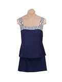 It Figures! C Cup & Up Collection (larger bra cup) Hero Stripe Skirtini Style Swimsuit RETAIL VALUE $115
