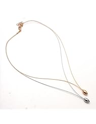 14k Two Tone 9.7 Grams Diamond Cut Design Chain and 0.50" Oval Drop Necklace, 18" with 1" Extender. Made in Italy
