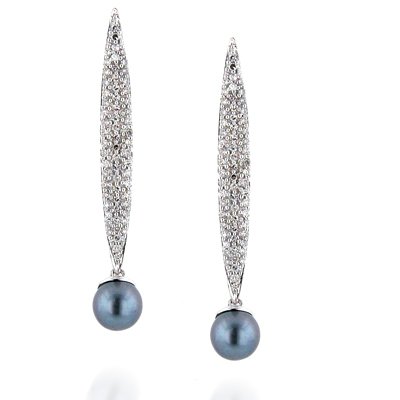 White Cultured Freshwater Diamond Earrings