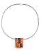 Handmade designer etched/signed silver plated hinged necklet with acrylic rectangular curved accent