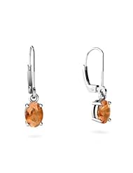 Genuine Fire Opal 14kt White Gold Lever Back Earrings