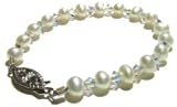 Mariana Bracelet for Children featuring Freshwater Pearls and Clear Swarovski Crystals