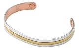 Sabona Silver/Gold Classic Duet Copper Magnetic Bracelet, Size L