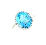  : 14k White Gold Blue Topaz Diamond Ring