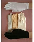 Shiny Satin Stretch Spandex Elastic Wrist Shortie, with elastic gathering at the cuff edge on the plam side Bridal Wedding Formal Prom Gloves