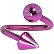Purple Anodized Titanium Spiral Twister Ball-Cone Belly Ring
