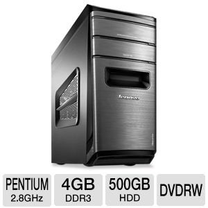 Lenovo IdeaCentre K410 Performance Desktop PC - Intel Pentium Dual-Core G640 2.8GHz, 4GB DDR3, 500GB HDD, DVDRW, Keyboard/Mouse, Windows 7 Home Premium 64-bit On Sale