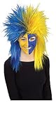 DELUXE SPORTS FAN YELLOW AND BLUE FOOTBALL TEAM SPORTS WIG