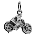 Silver Motorbike and rider solid charm