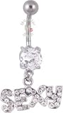 SEXY Dangle Solitaire Navel Belly Button Ring GEM NEW