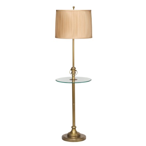 Kichler Lighting 74233 Pressick 58-Inch Portable Glass Tray Floor Lamp, Aged Brass with Golden Cream Pleated Shade On Sale