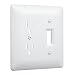 Taymac 2400W Paintable Combo Duplex Toggle Switch Wall Plate, White, 2-Gang