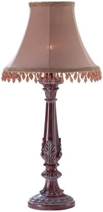 Koehlerhomedecor Indoor Bedroom Elegant Accent Alabastrite Mahogany Beaded Table Lamp