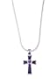 Sterling Silver, Amethyst and Black Onyx Cross Pendant, 18"