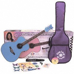 Daisy Rock Pixie Acoustic Guitar Starter Pack, Sky Blue