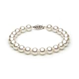 White Akoya Pearl Bracelet - 7.5-8mm, AA+ Quality, Solid 14k Gold, 4 Lengths - 6.5, 7, 7.5, 8 Inches