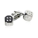 Crystal Studded Dice Silver Cufflinks with Presentation Box