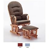 Glider & Ottoman - Cherry Finish/Blue Mint Fabric