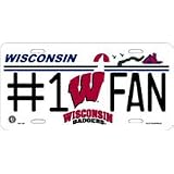 #1 Fan Metal License Plate - Wisconsin Badgers