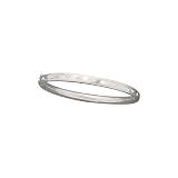 14K White Gold Baby Bangle Bracelet with Embossed Hearts