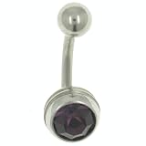 Belly Navel Rings February Birthstone Fashion Jewelry Body Double Ball Dangle - B0001WI7D4