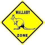 WALLABY CROSSING kangaroo mammal zoo sign