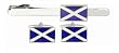 Patriotic rhodium plated and enamel set of cross of St. Andrew or Scottish Flag cufflinks and matching tie clip with presentation box