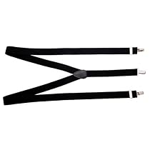 TopTie™ Unisex Elastic Y-Back Suspenders 1" inch(3CM) Solid J-Clip Suspender--Black