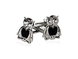 Crystal Eyed Owl Silver Cufflinks with Black Belly with Presentation Box