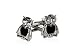 Crystal Eyed Owl Silver Cufflinks with Black Belly with Presentation Box