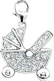Baby Carriage, 14K Gold Diamond Charm