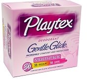 Playtex Gentle Glide Tampons, Deodorant, Multipack of 18 Regular and 18 Super Absorbency Tampons, 36-Count Boxes (Pack of 2)