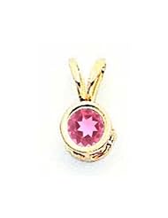 14k 4mm Pink Tourmaline bezel pendant