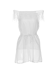 Sexy Cotton/Nylon/Spandex Short Sleeves Lace Backless  Dress