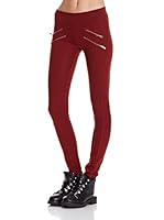 Bershka Pantalón Mix Basico Punto Roma Cremalleras Delanteras (Rojo)