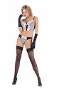 2 PC. Underwired white and pink polka dot bustier with vivid verdure embroidery, and matching thong.