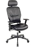 Black Leather Executive Managers Computer Desk Office Chair with 2-way Adjustable Headrest