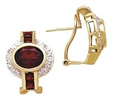 14k Gold, Diamond & Garnet Omega-Clip Earrings (7.63ctw)
